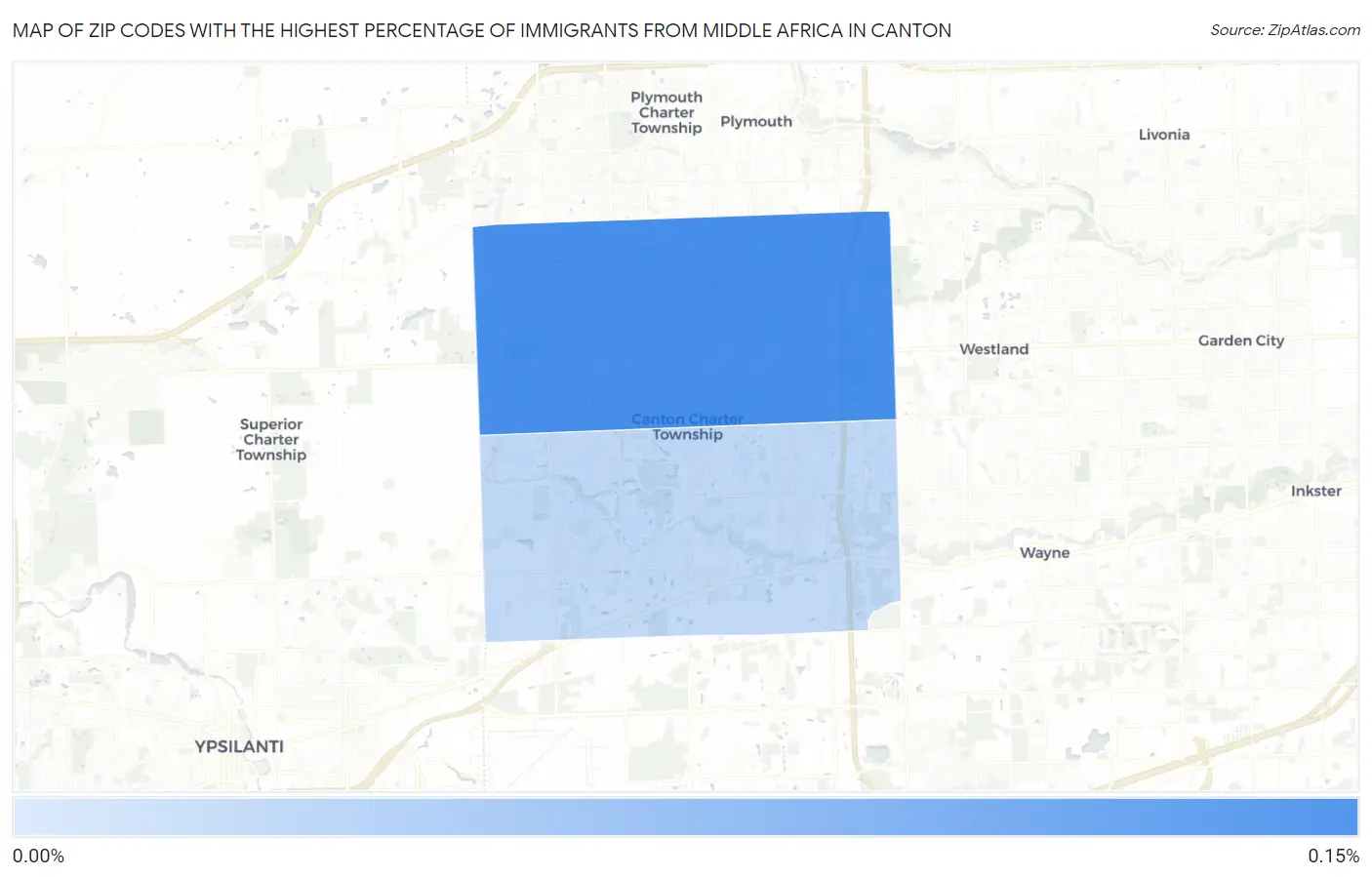 Zip Codes with the Highest Percentage of Immigrants from Middle Africa in Canton Map