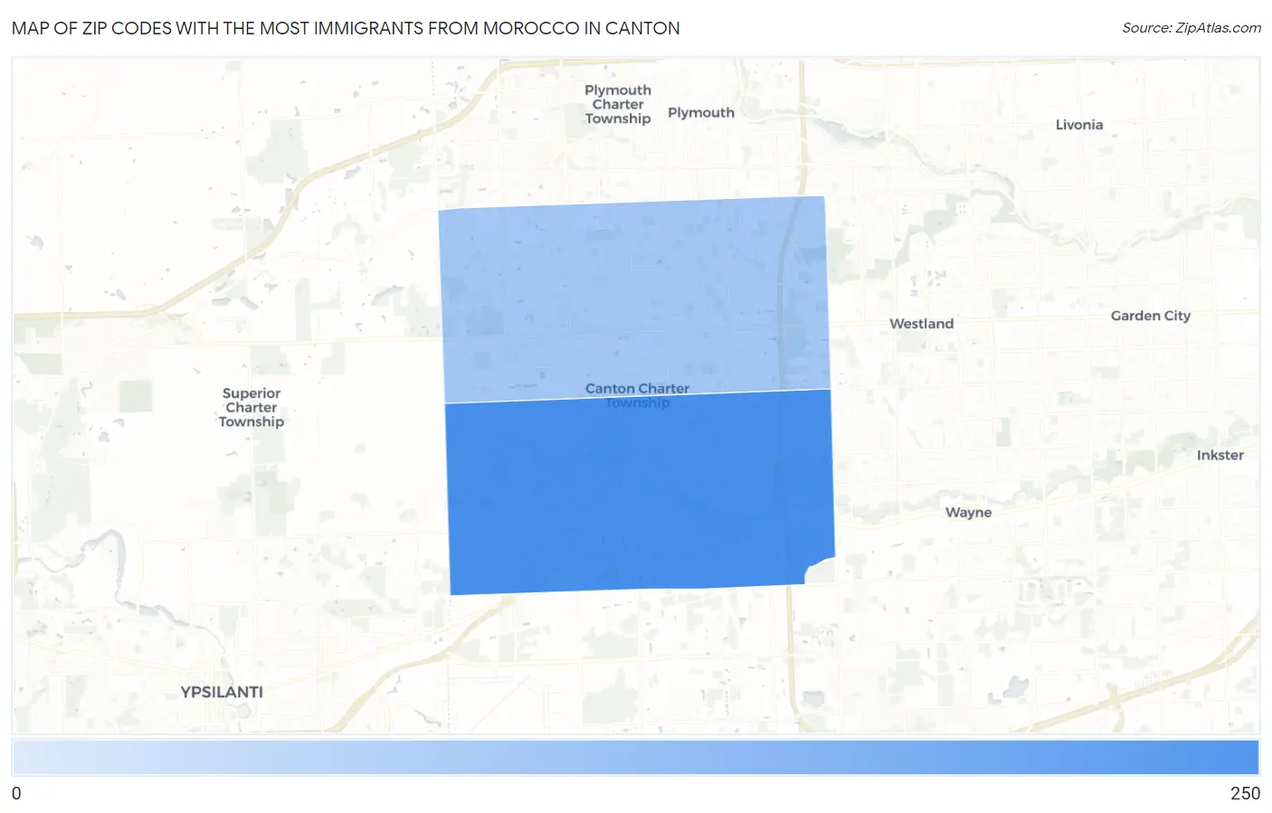 Zip Codes with the Most Immigrants from Morocco in Canton Map