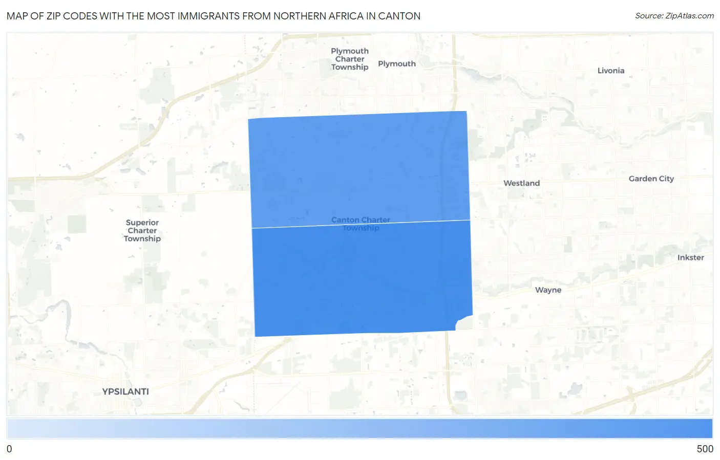 Zip Codes with the Most Immigrants from Northern Africa in Canton Map