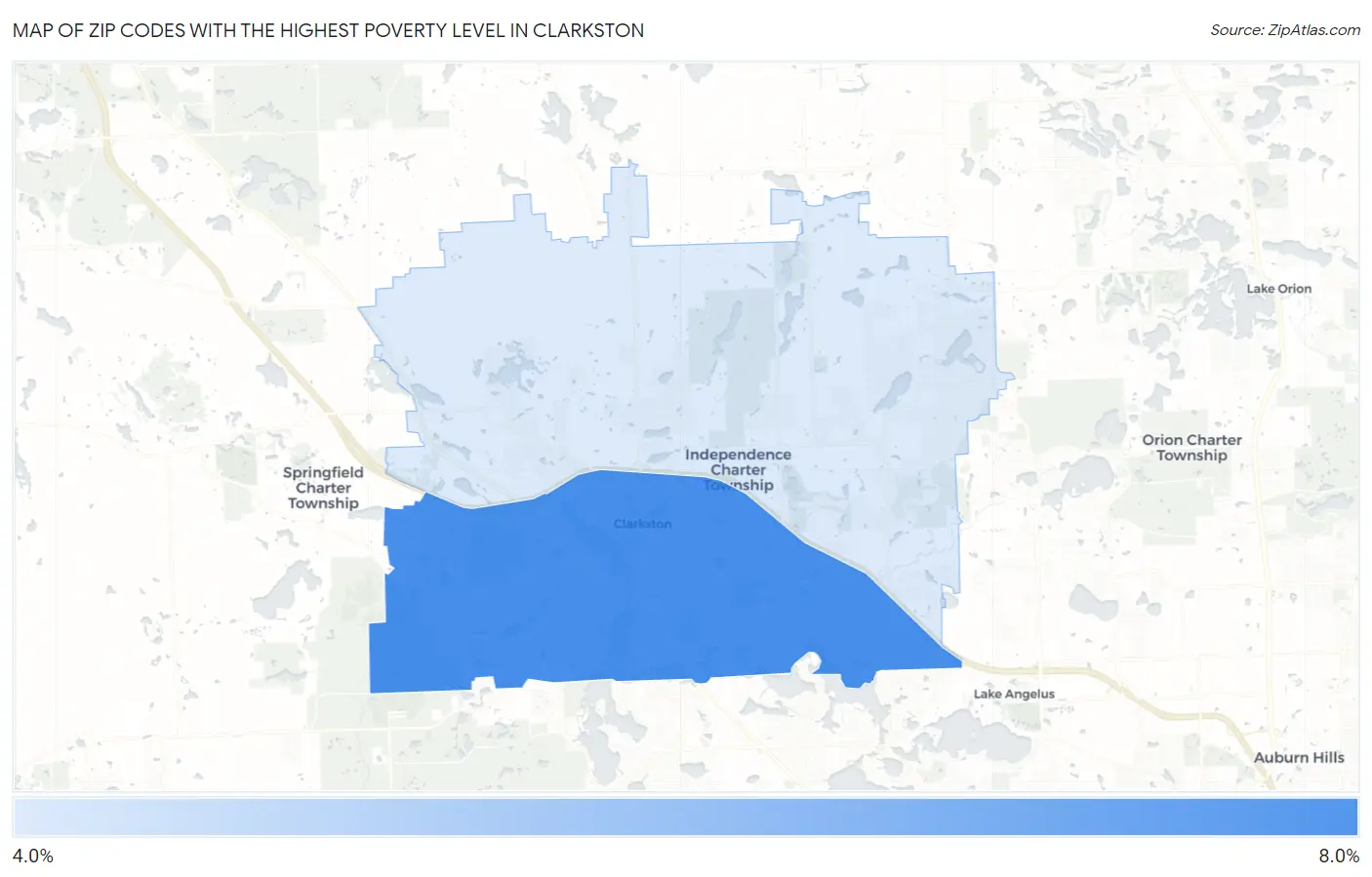 Zip Codes with the Highest Poverty Level in Clarkston Map