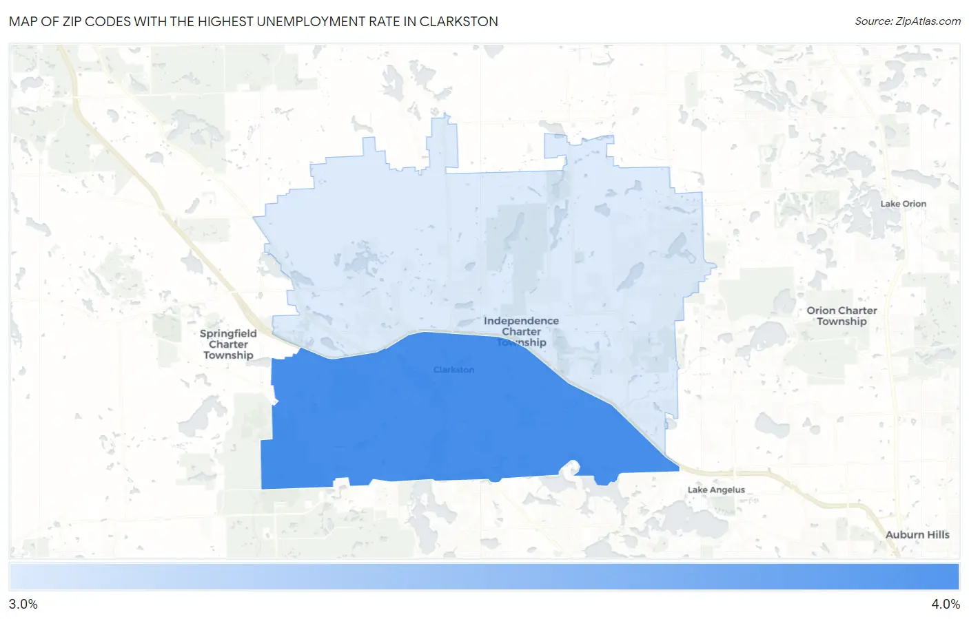 Zip Codes with the Highest Unemployment Rate in Clarkston Map