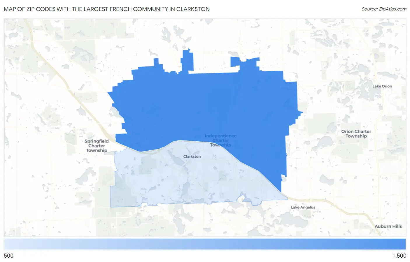 Zip Codes with the Largest French Community in Clarkston Map