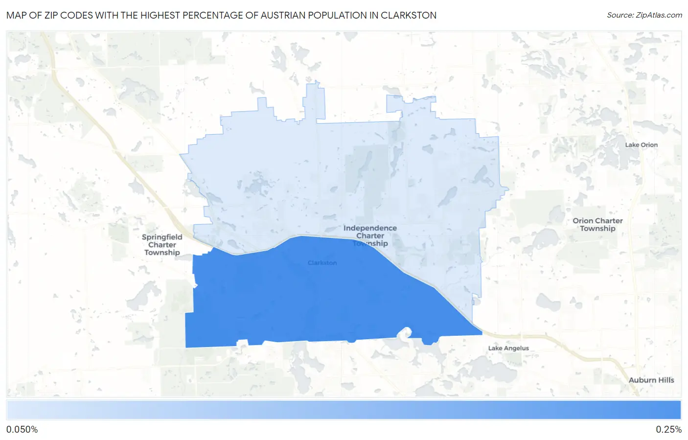 Zip Codes with the Highest Percentage of Austrian Population in Clarkston Map