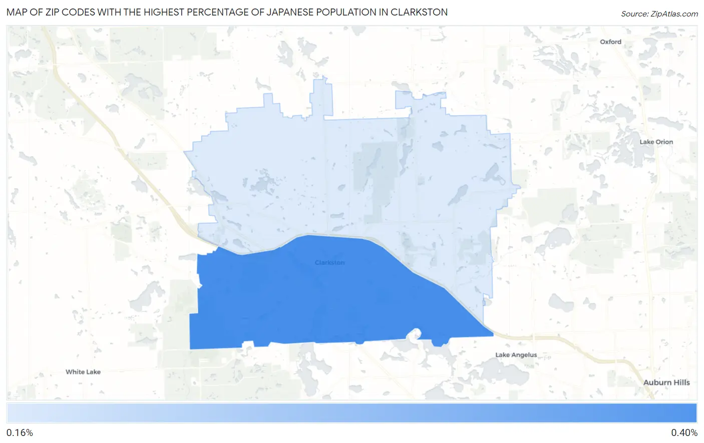 Zip Codes with the Highest Percentage of Japanese Population in Clarkston Map