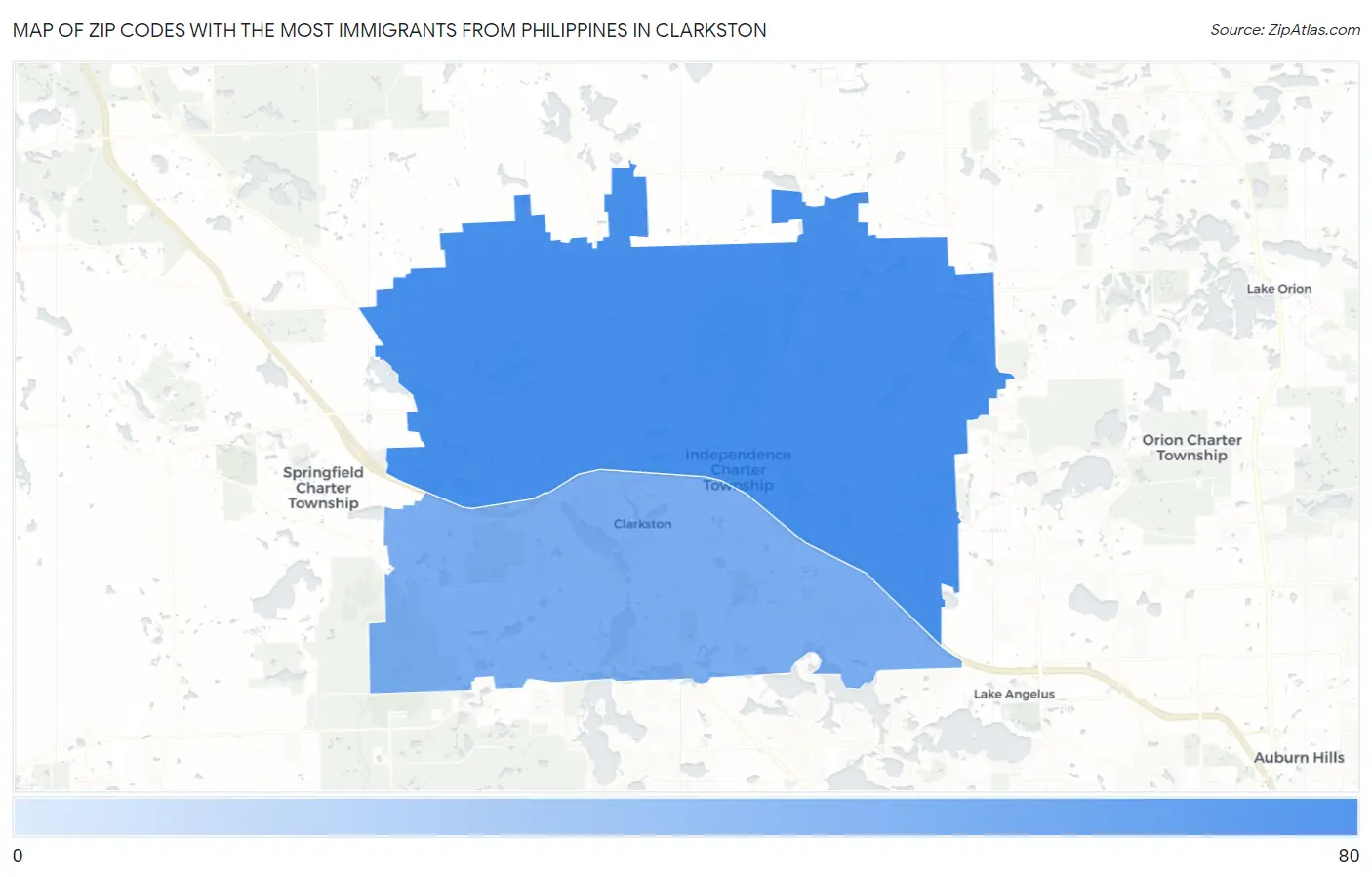 Zip Codes with the Most Immigrants from Philippines in Clarkston Map