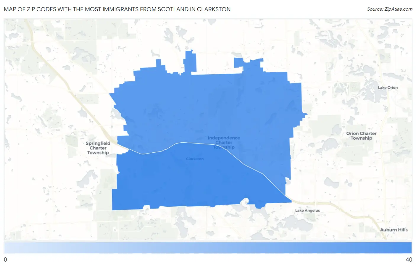 Zip Codes with the Most Immigrants from Scotland in Clarkston Map