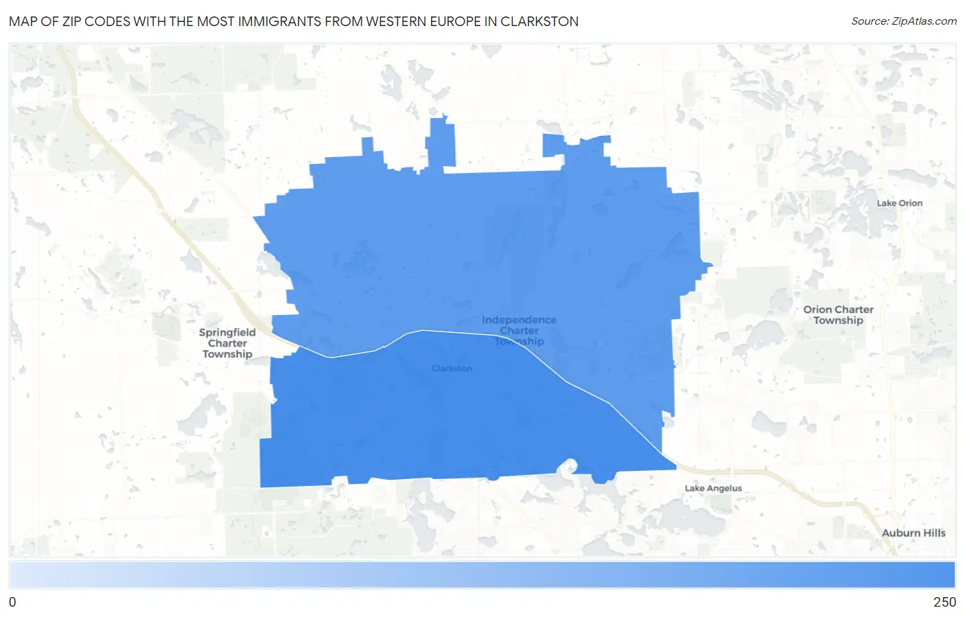 Zip Codes with the Most Immigrants from Western Europe in Clarkston Map