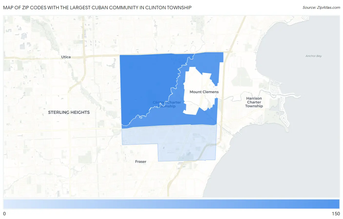 Zip Codes with the Largest Cuban Community in Clinton Township Map