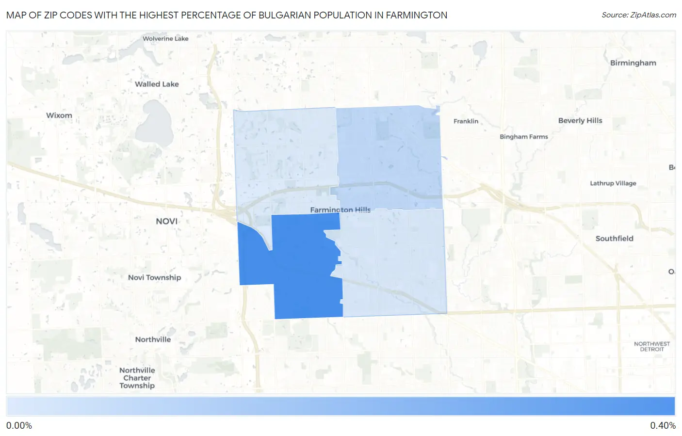 Zip Codes with the Highest Percentage of Bulgarian Population in Farmington Map