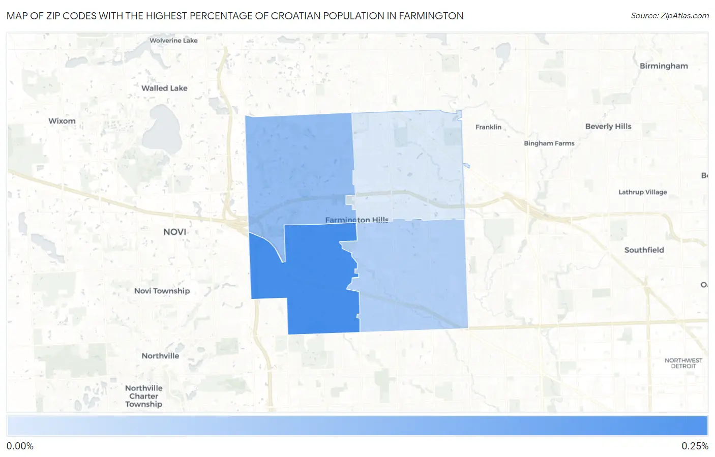 Zip Codes with the Highest Percentage of Croatian Population in Farmington Map