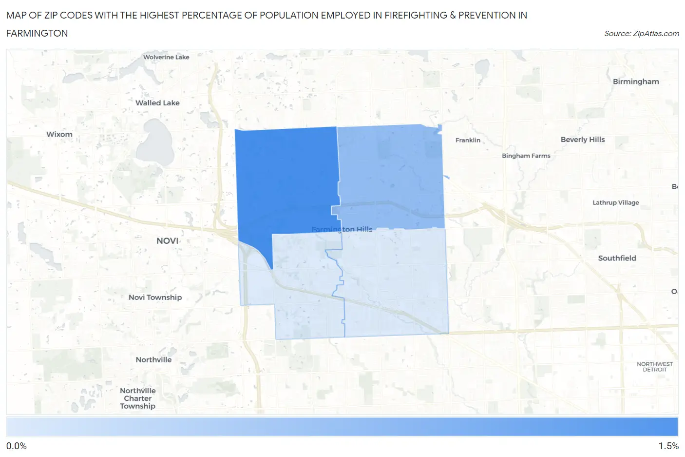 Zip Codes with the Highest Percentage of Population Employed in Firefighting & Prevention in Farmington Map