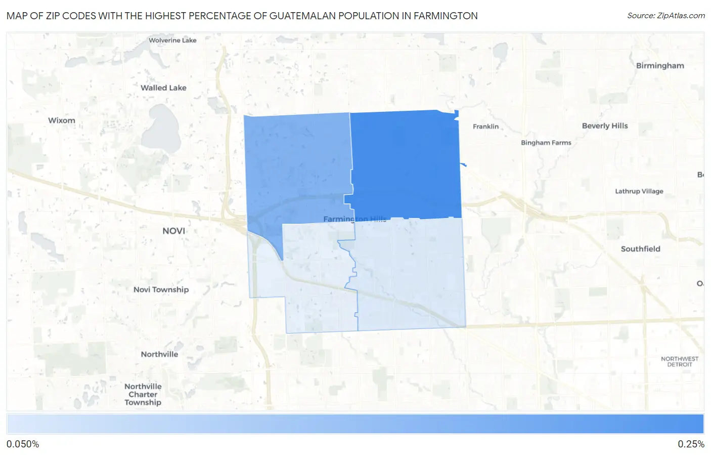 Zip Codes with the Highest Percentage of Guatemalan Population in Farmington Map
