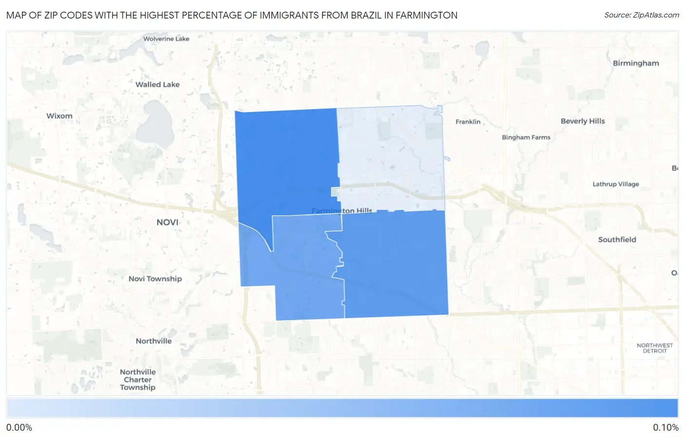 Zip Codes with the Highest Percentage of Immigrants from Brazil in Farmington Map