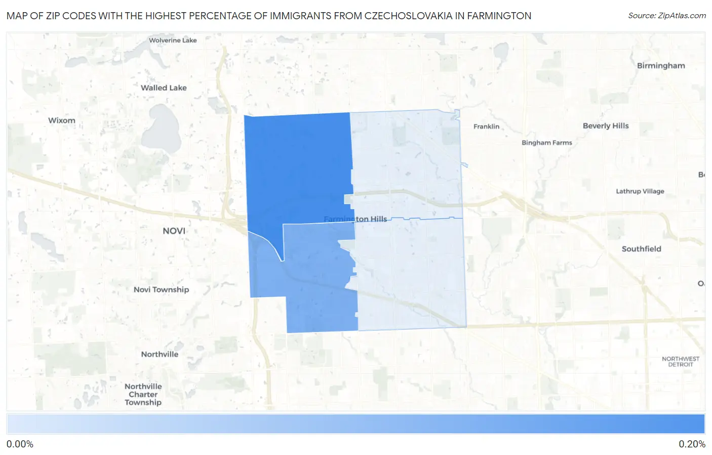 Zip Codes with the Highest Percentage of Immigrants from Czechoslovakia in Farmington Map