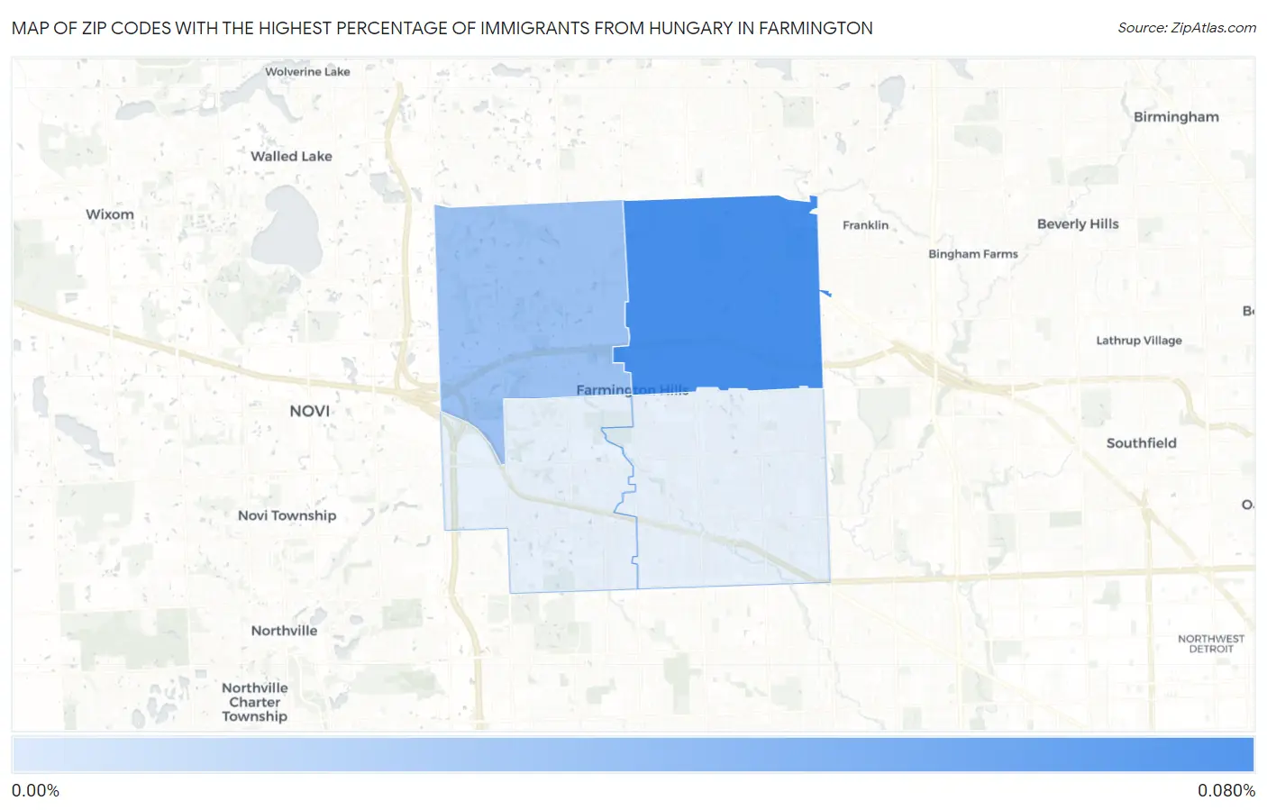 Zip Codes with the Highest Percentage of Immigrants from Hungary in Farmington Map