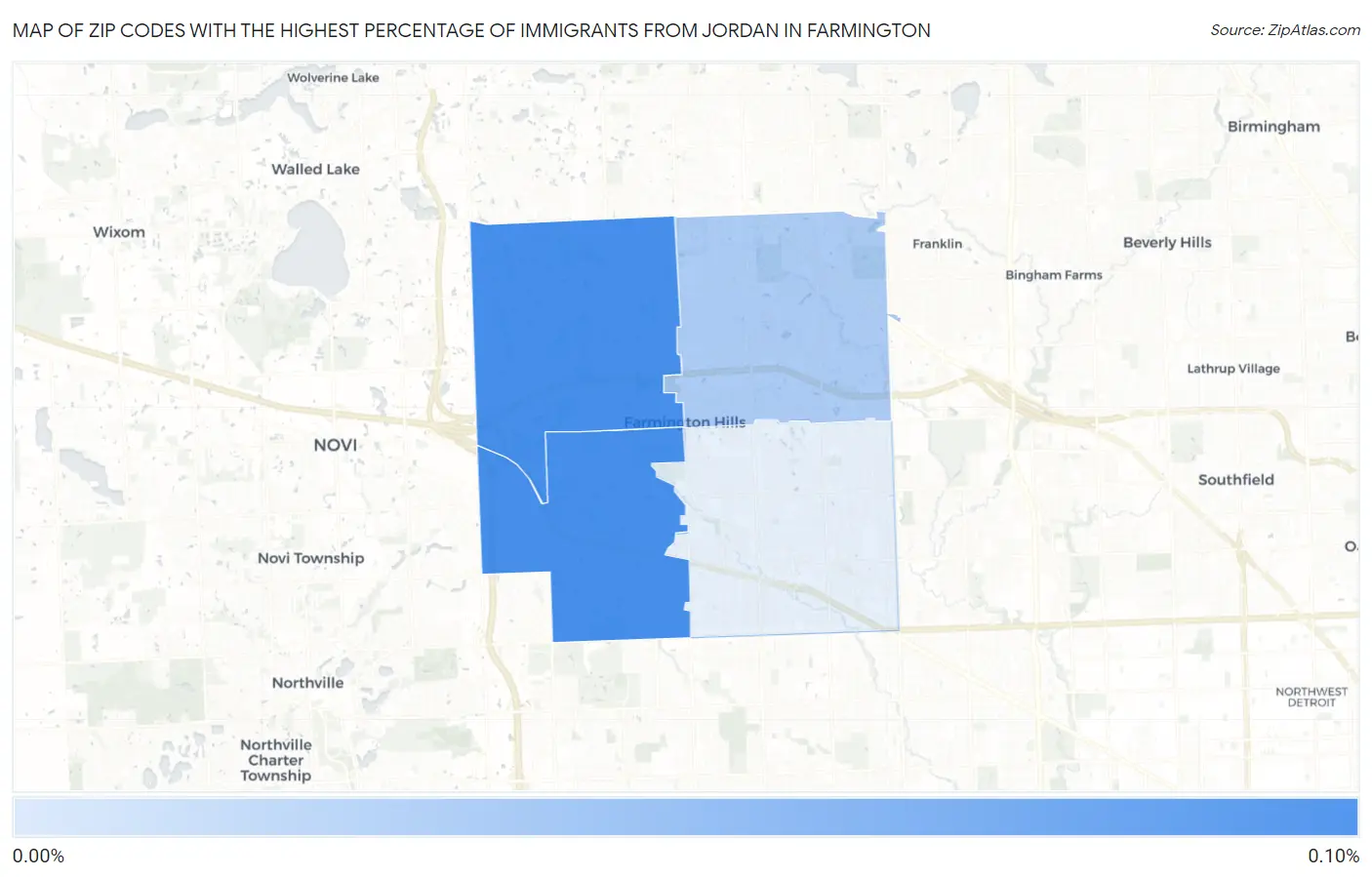 Zip Codes with the Highest Percentage of Immigrants from Jordan in Farmington Map
