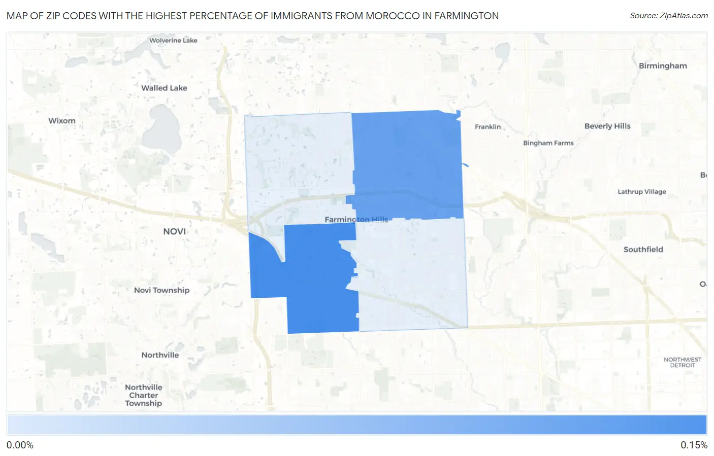 Zip Codes with the Highest Percentage of Immigrants from Morocco in Farmington Map