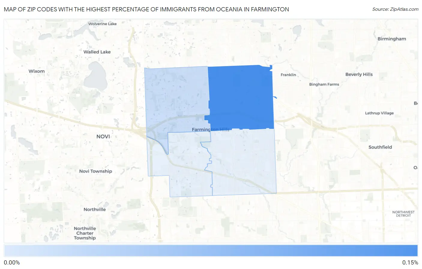 Zip Codes with the Highest Percentage of Immigrants from Oceania in Farmington Map