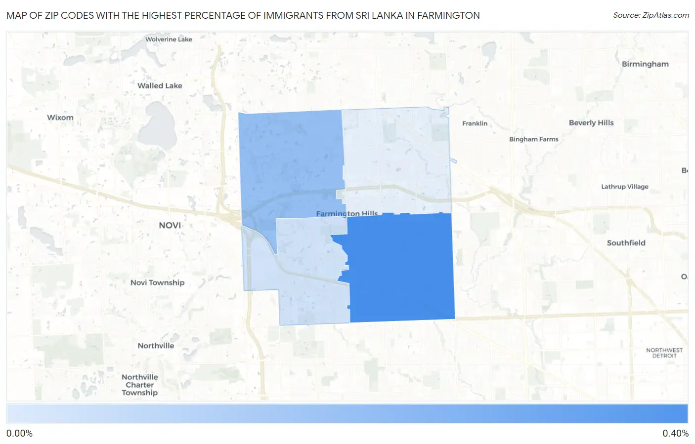 Zip Codes with the Highest Percentage of Immigrants from Sri Lanka in Farmington Map