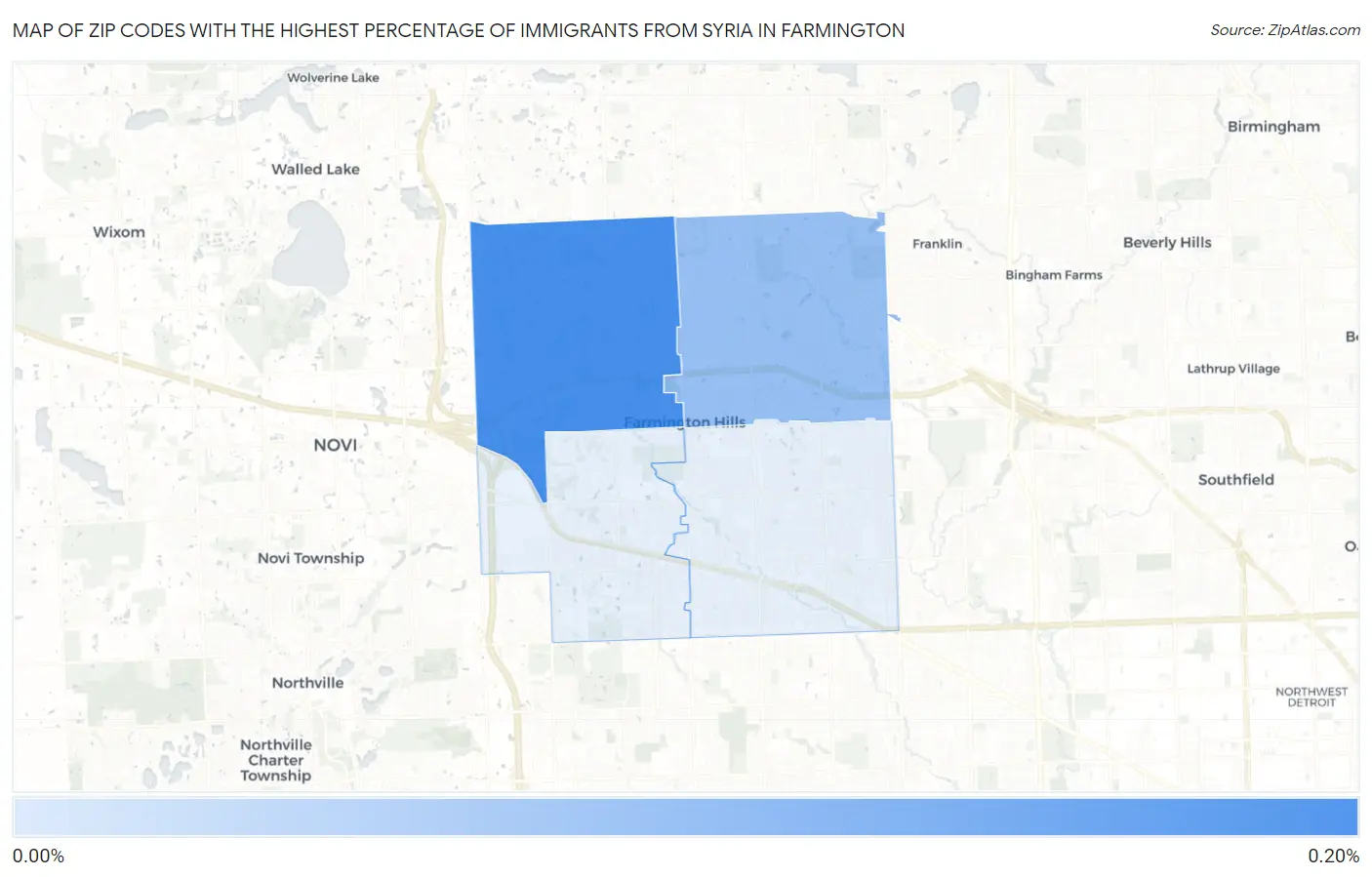 Zip Codes with the Highest Percentage of Immigrants from Syria in Farmington Map