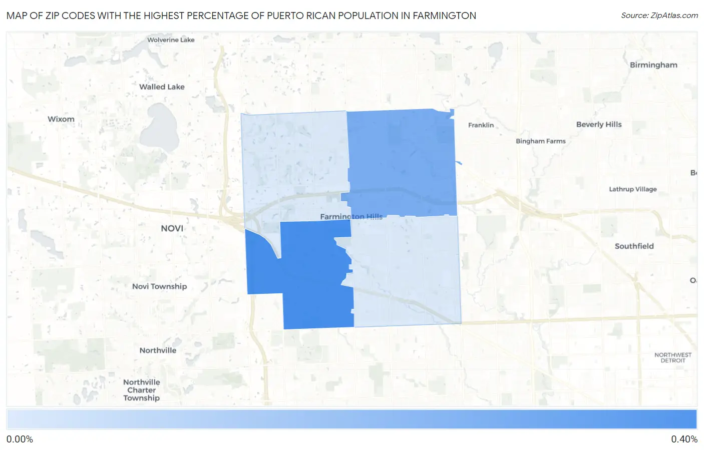 Zip Codes with the Highest Percentage of Puerto Rican Population in Farmington Map