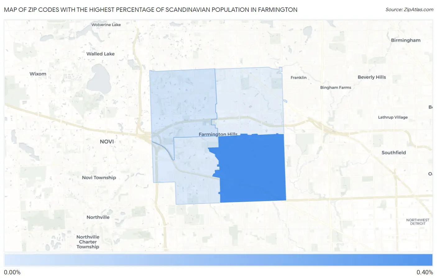 Zip Codes with the Highest Percentage of Scandinavian Population in Farmington Map