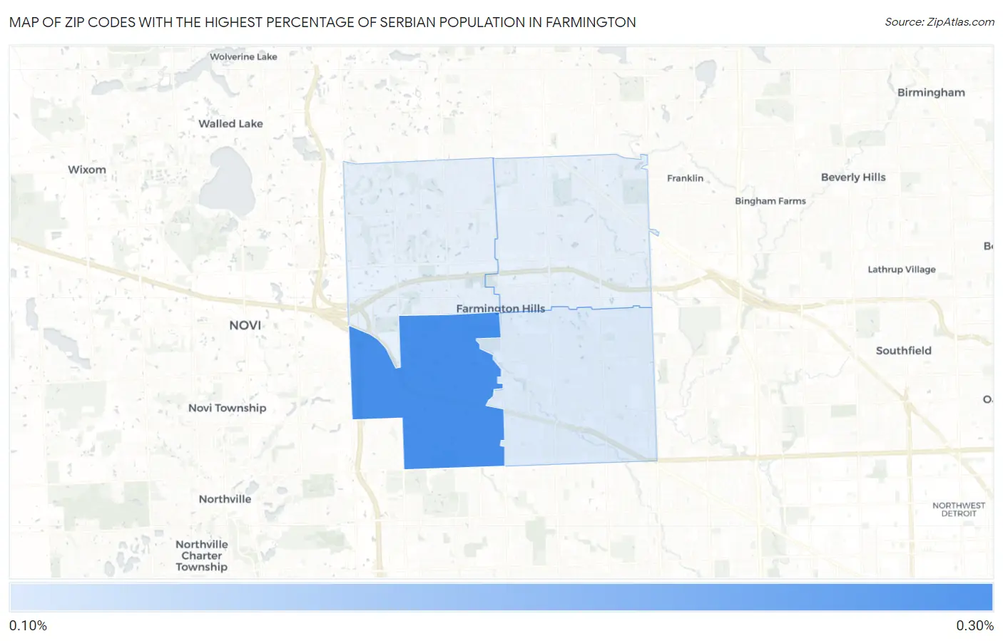 Zip Codes with the Highest Percentage of Serbian Population in Farmington Map