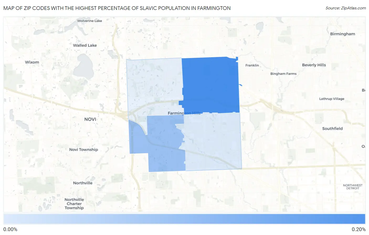 Zip Codes with the Highest Percentage of Slavic Population in Farmington Map
