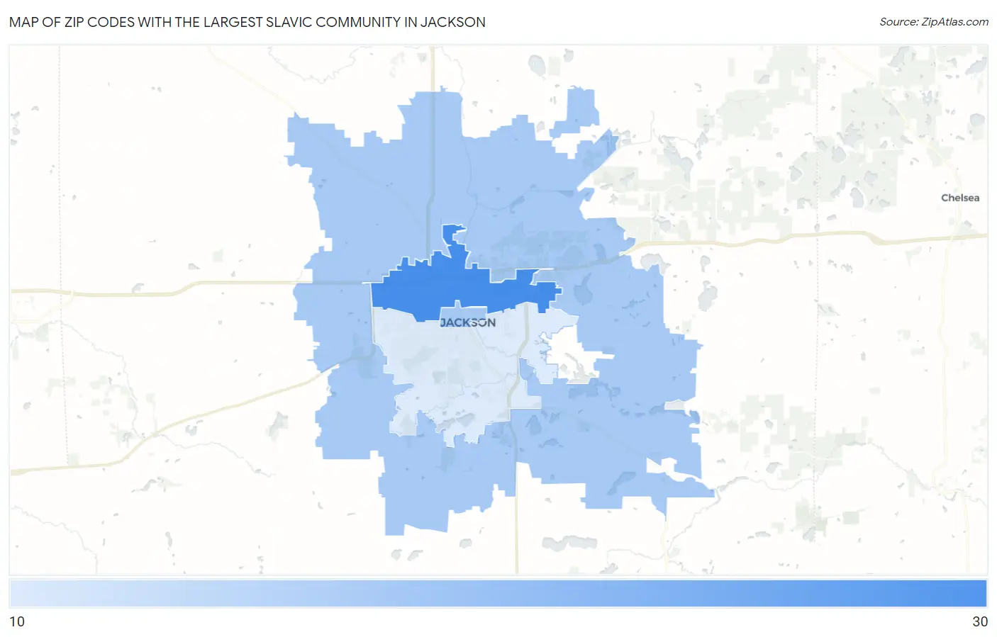 Zip Codes with the Largest Slavic Community in Jackson Map