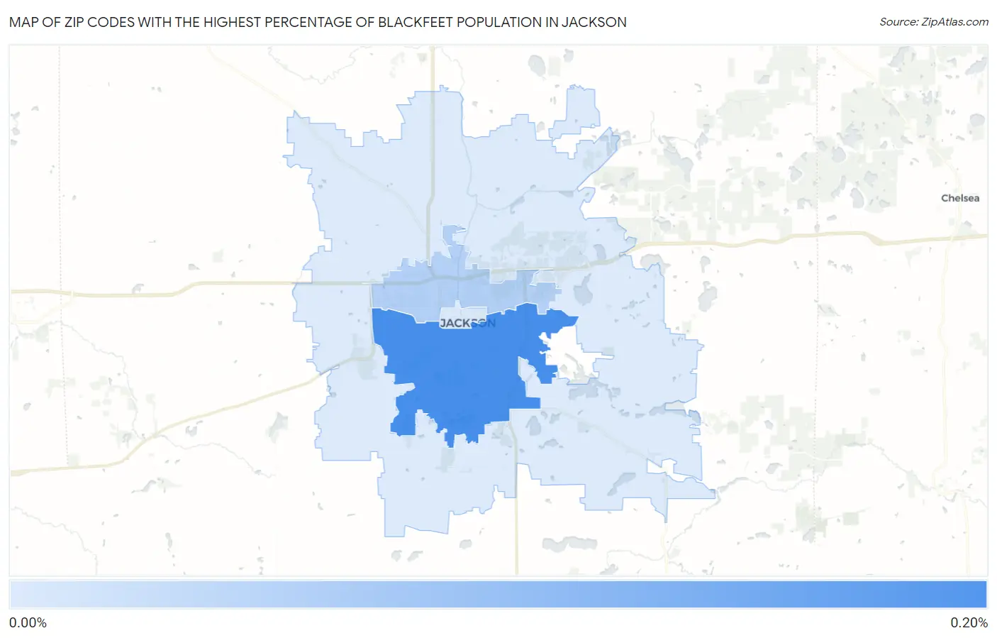 Zip Codes with the Highest Percentage of Blackfeet Population in Jackson Map