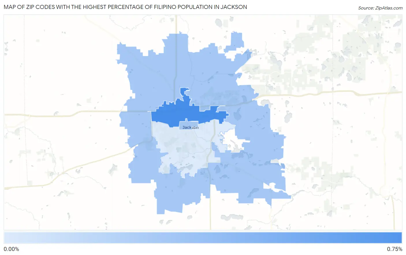 Zip Codes with the Highest Percentage of Filipino Population in Jackson Map