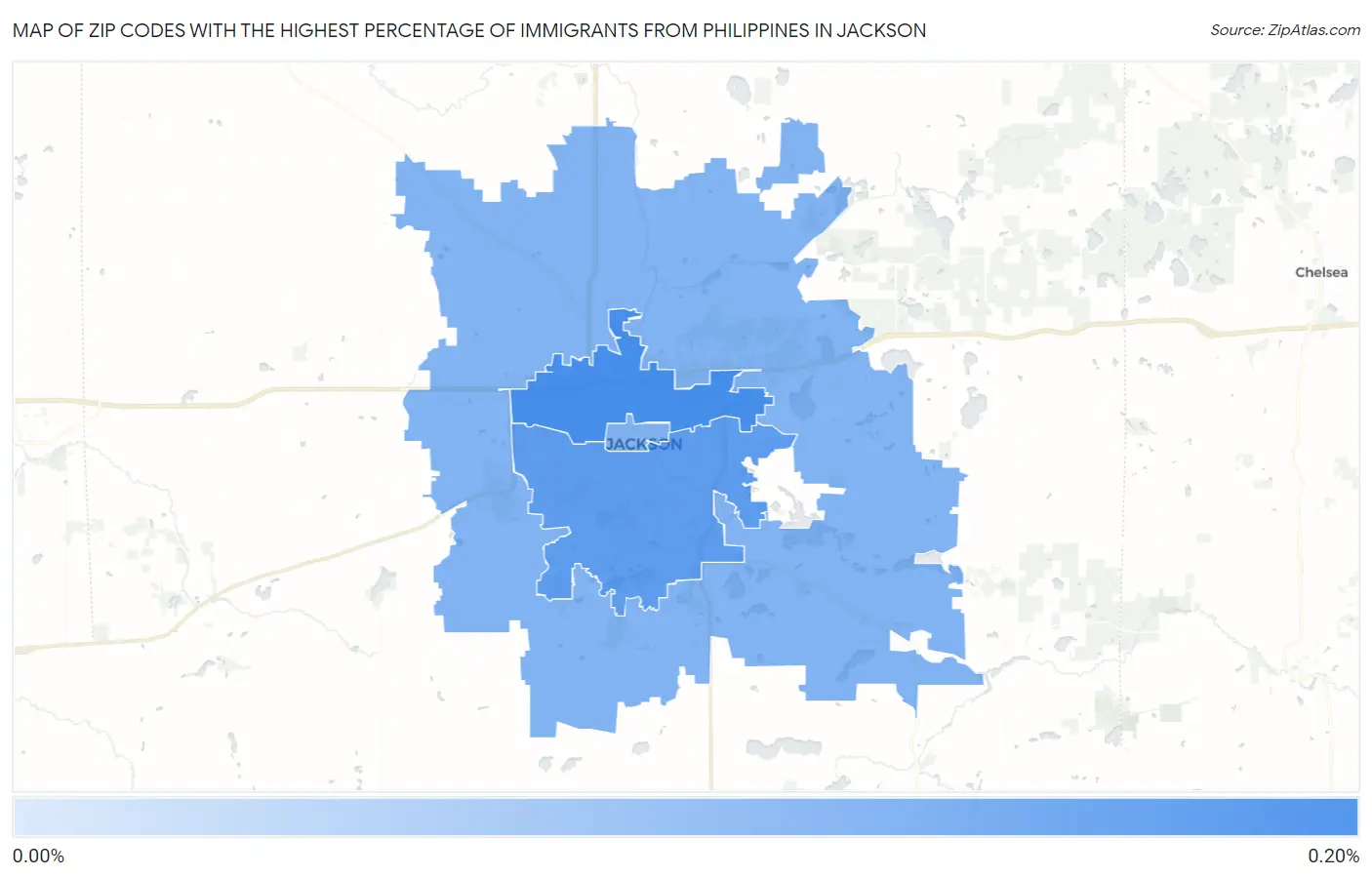 Zip Codes with the Highest Percentage of Immigrants from Philippines in Jackson Map