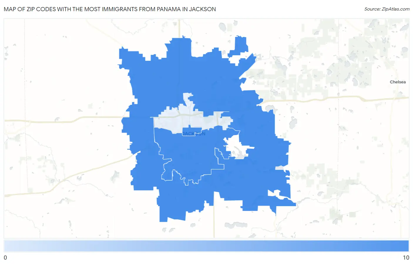 Zip Codes with the Most Immigrants from Panama in Jackson Map