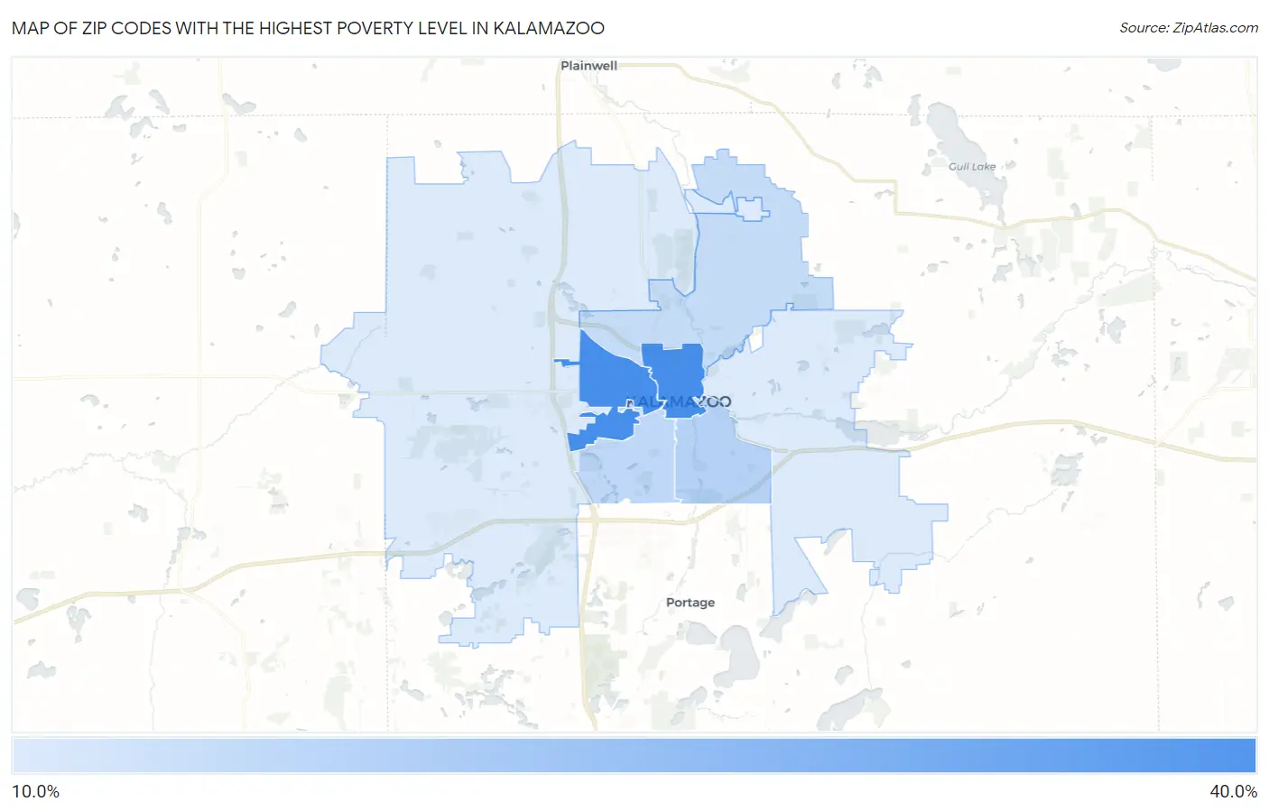 Zip Codes with the Highest Poverty Level in Kalamazoo Map