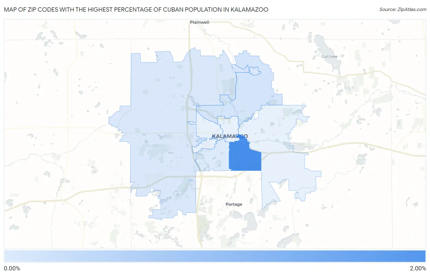 Zip Codes with the Highest Percentage of Cuban Population in Kalamazoo Map