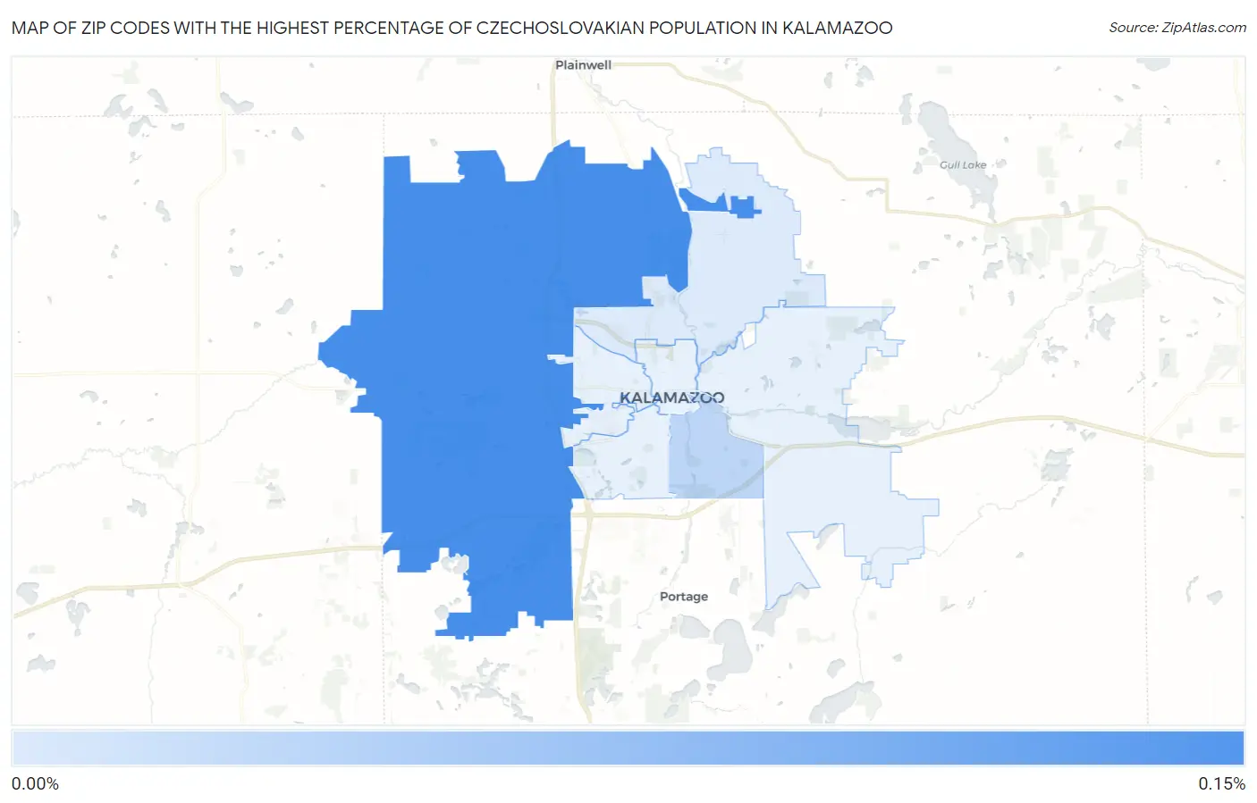 Zip Codes with the Highest Percentage of Czechoslovakian Population in Kalamazoo Map