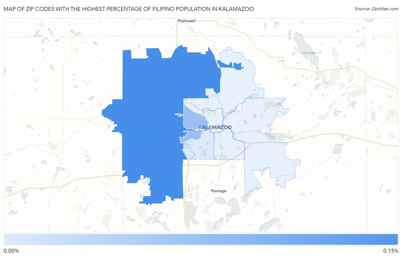 Zip Codes with the Highest Percentage of Filipino Population in Kalamazoo Map
