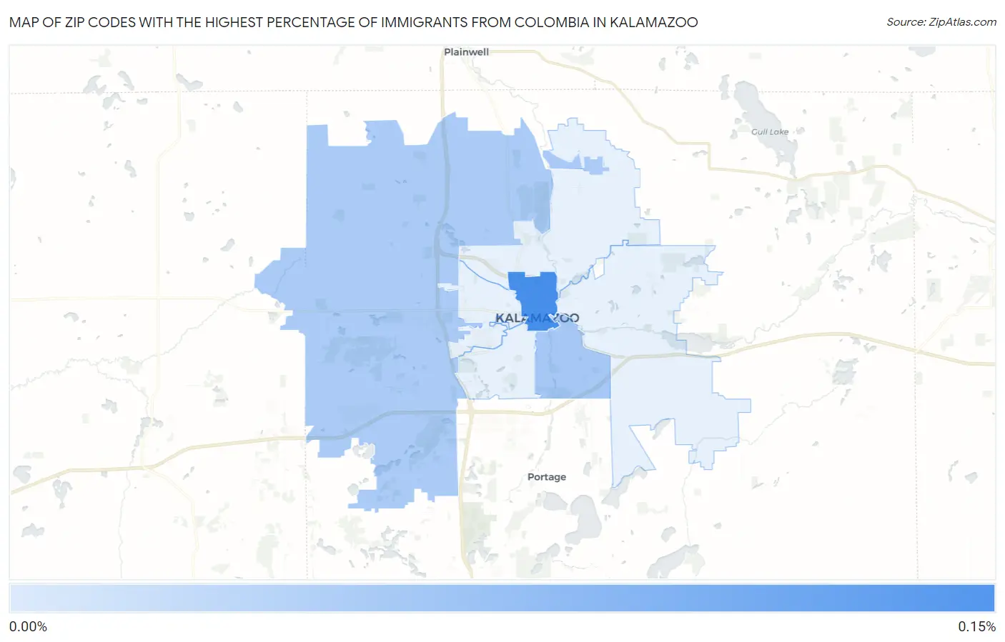 Zip Codes with the Highest Percentage of Immigrants from Colombia in Kalamazoo Map