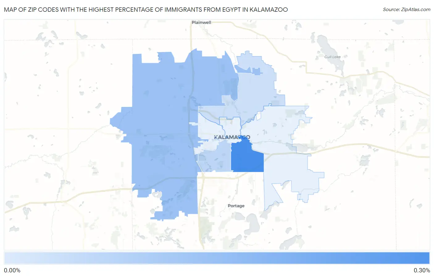 Zip Codes with the Highest Percentage of Immigrants from Egypt in Kalamazoo Map