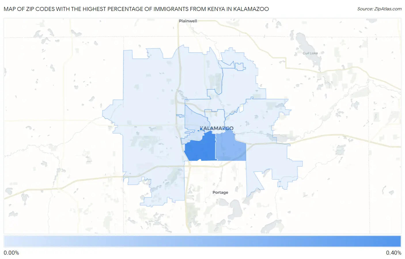 Zip Codes with the Highest Percentage of Immigrants from Kenya in Kalamazoo Map