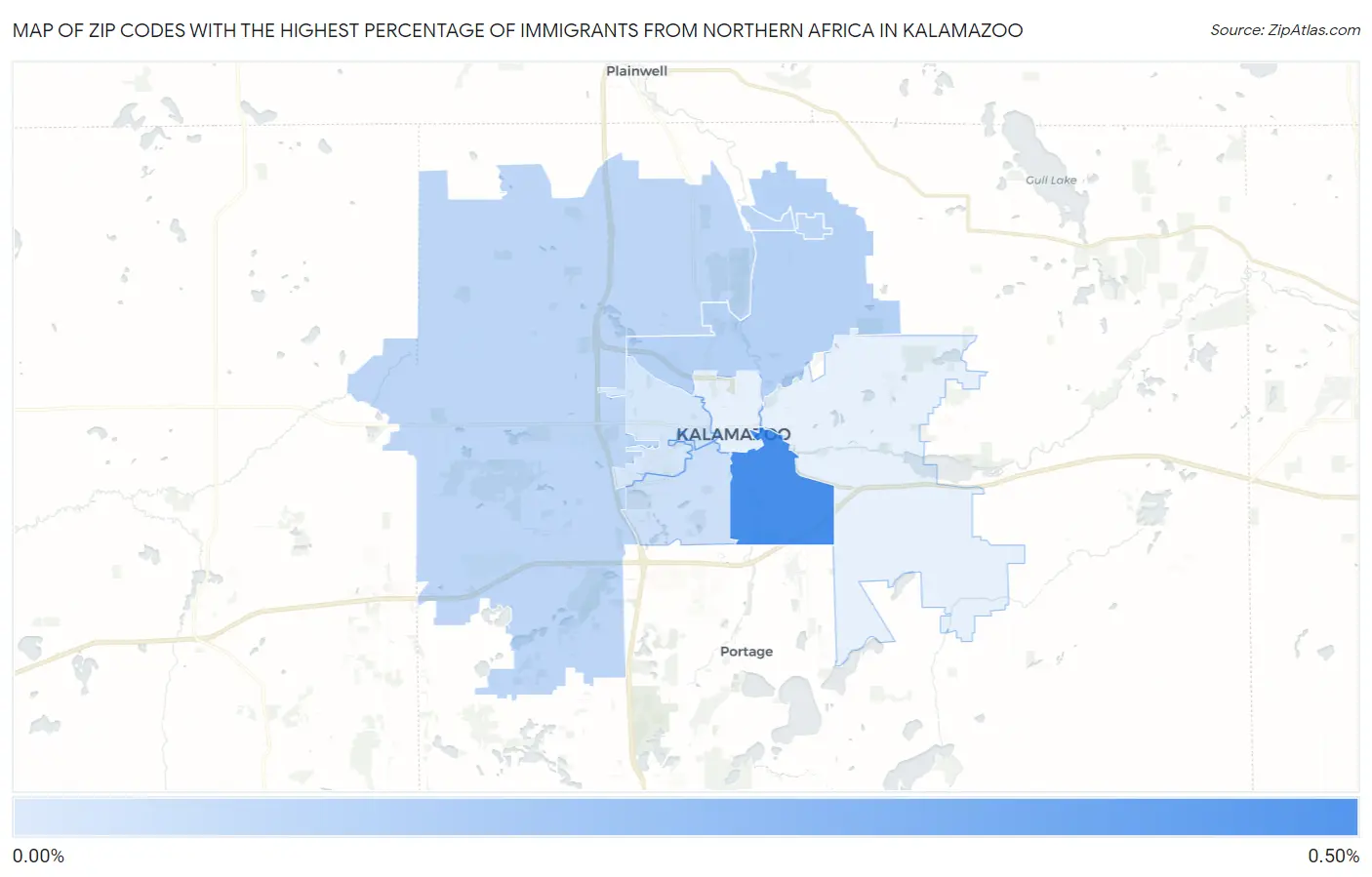 Zip Codes with the Highest Percentage of Immigrants from Northern Africa in Kalamazoo Map