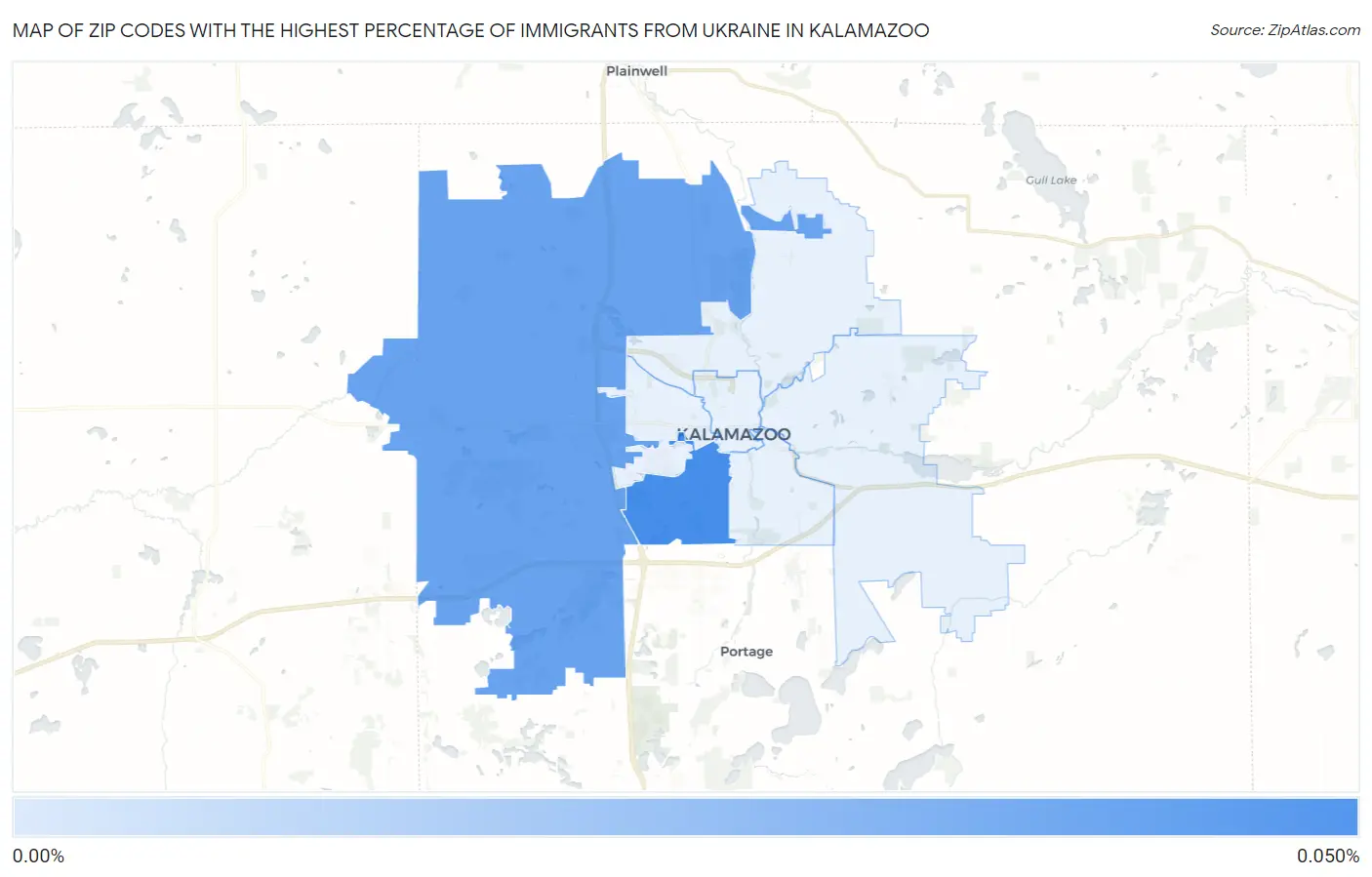 Zip Codes with the Highest Percentage of Immigrants from Ukraine in Kalamazoo Map