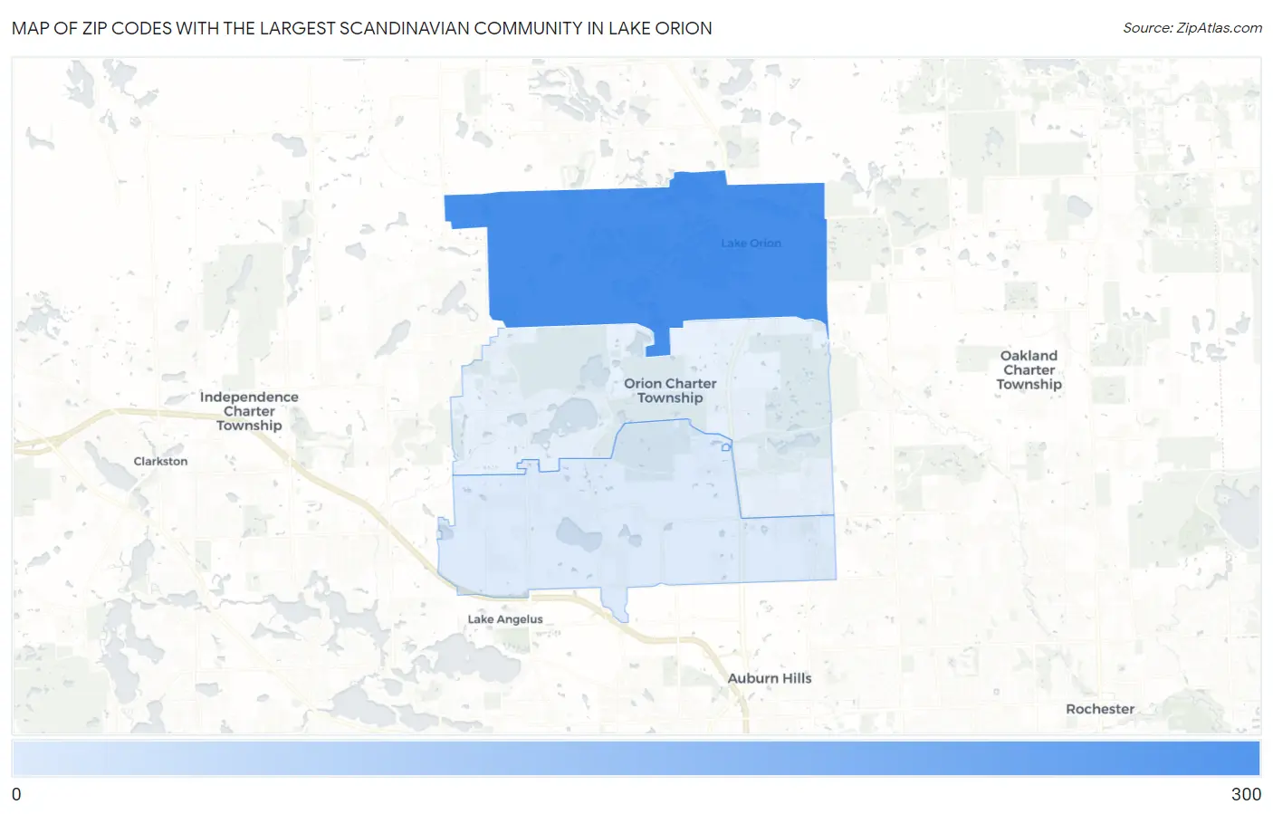Zip Codes with the Largest Scandinavian Community in Lake Orion Map
