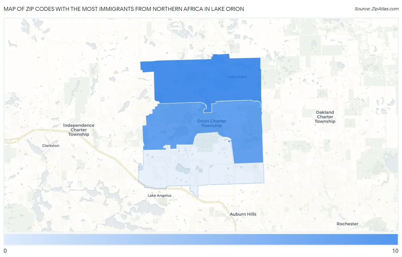 Zip Codes with the Most Immigrants from Northern Africa in Lake Orion Map
