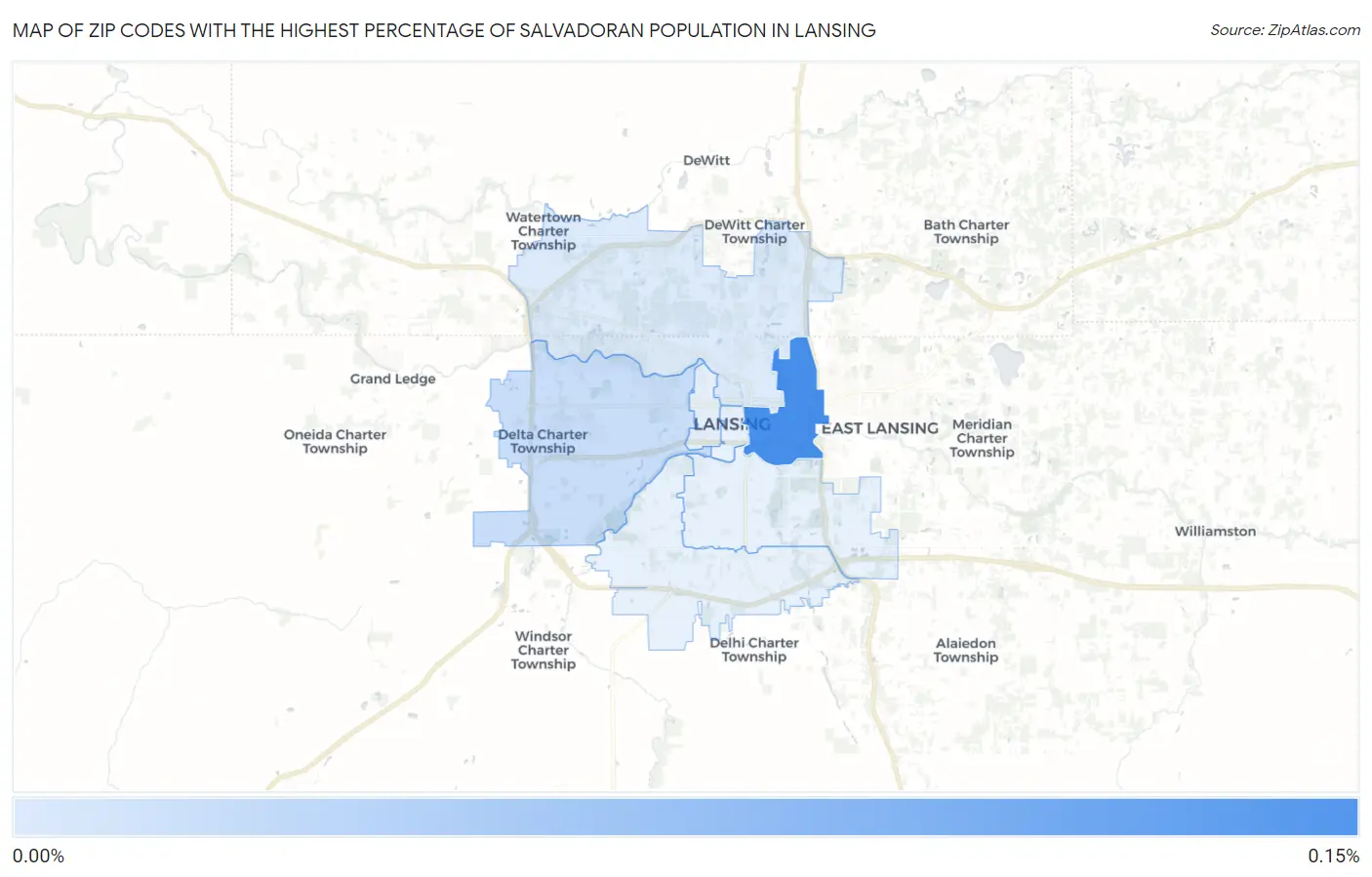Zip Codes with the Highest Percentage of Salvadoran Population in Lansing Map