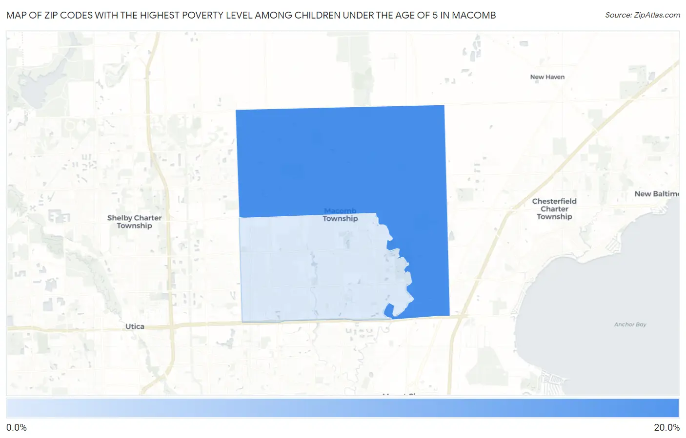 Zip Codes with the Highest Poverty Level Among Children Under the Age of 5 in Macomb Map