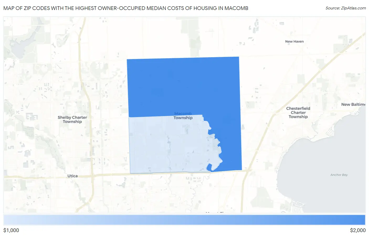 Zip Codes with the Highest Owner-Occupied Median Costs of Housing in Macomb Map