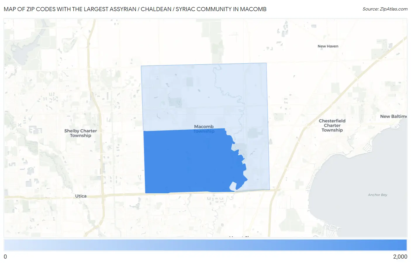 Zip Codes with the Largest Assyrian / Chaldean / Syriac Community in Macomb Map