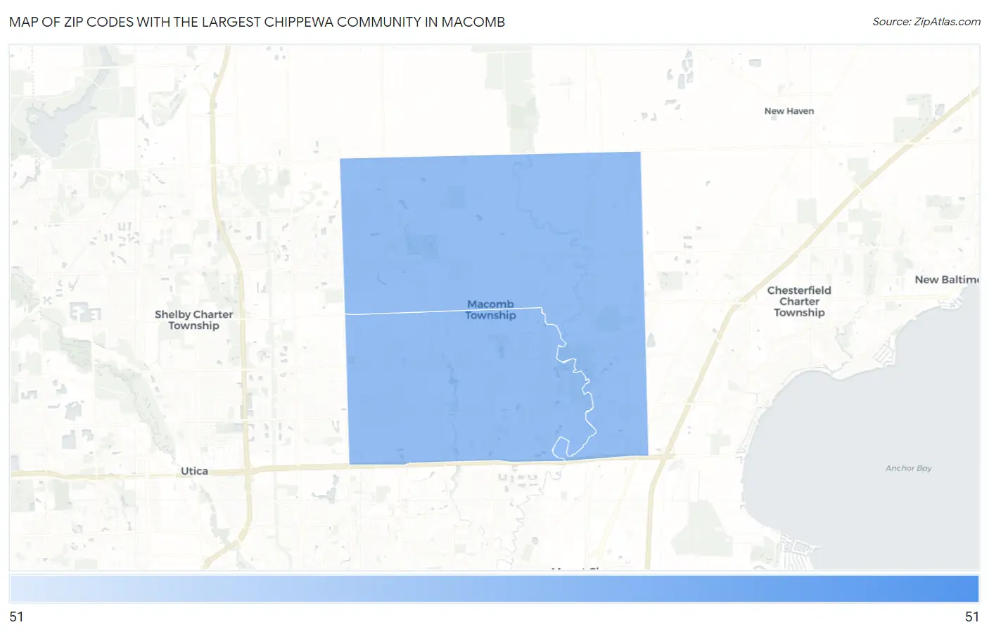 Zip Codes with the Largest Chippewa Community in Macomb Map
