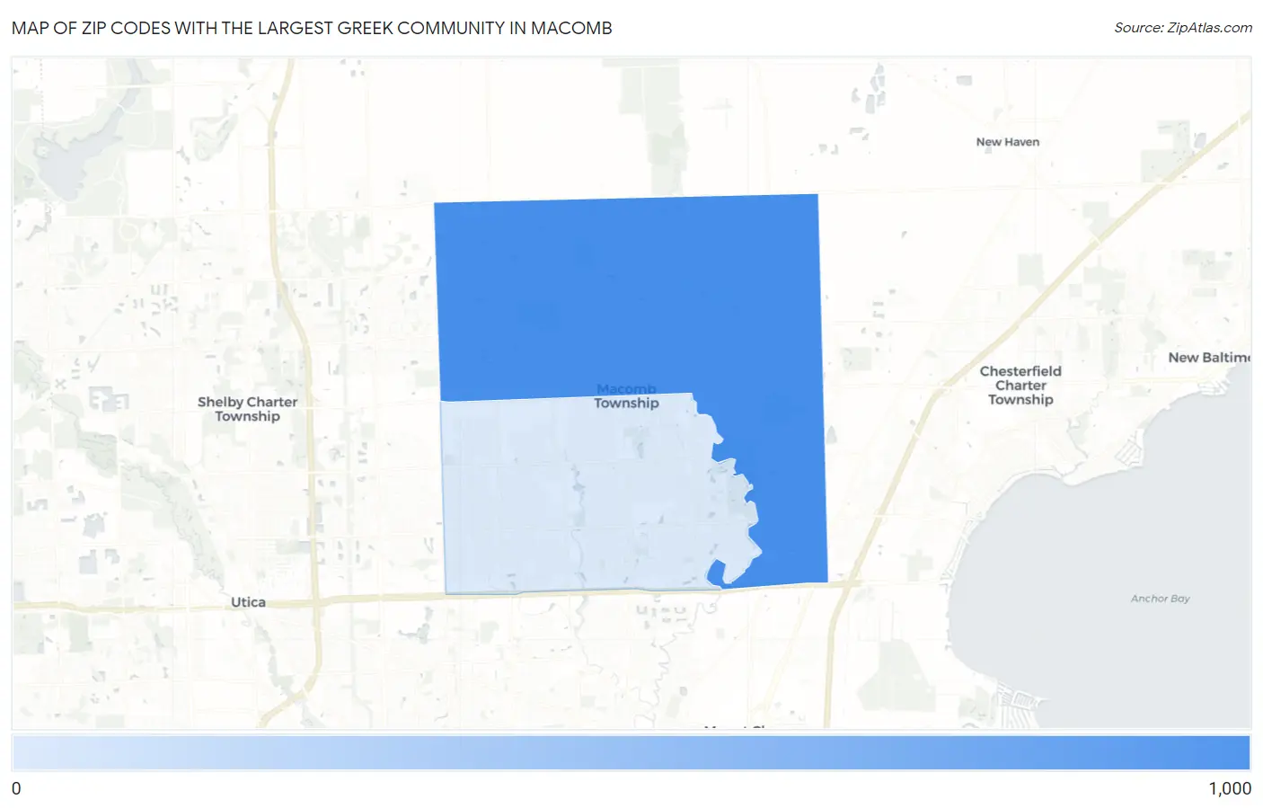 Zip Codes with the Largest Greek Community in Macomb Map